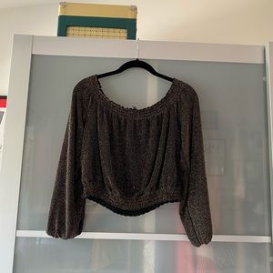 H&M Black and gold sparkly over the shoulder top